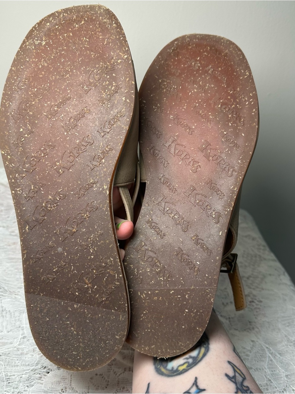 Kork-Ease Beige Leather Slingback Sandals - Picture 7 of 9
